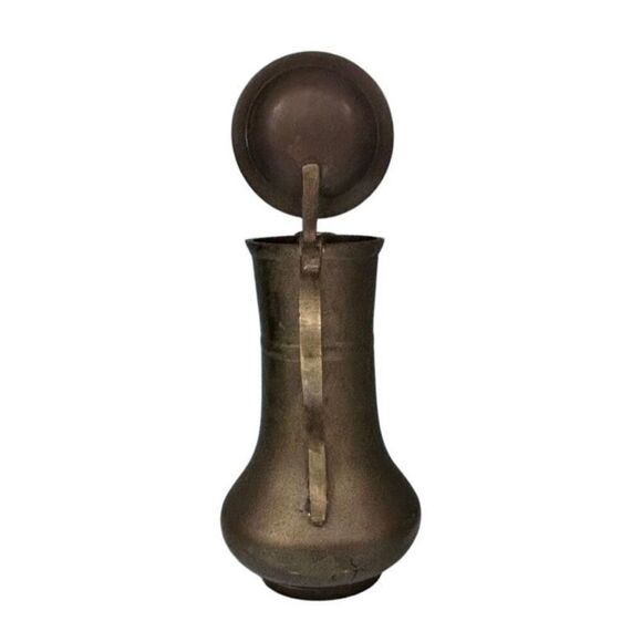 Antique Vintage Brass Pitcher 8” Lidded Made In India Metalware - Picture 2 of 15